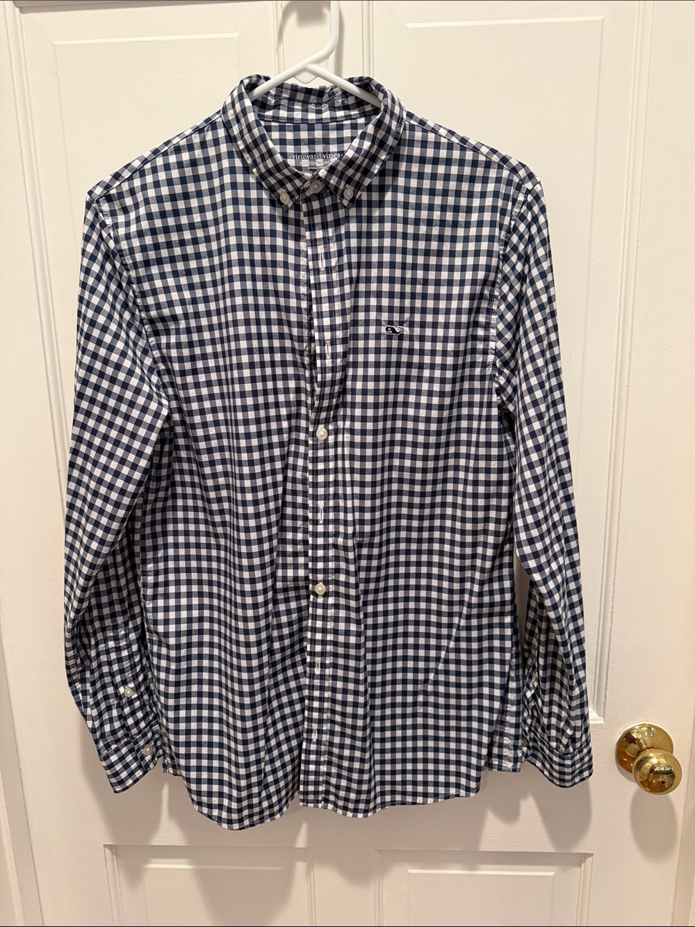 Vineyard Vines Navy and White Gingham Button-Down Shirt